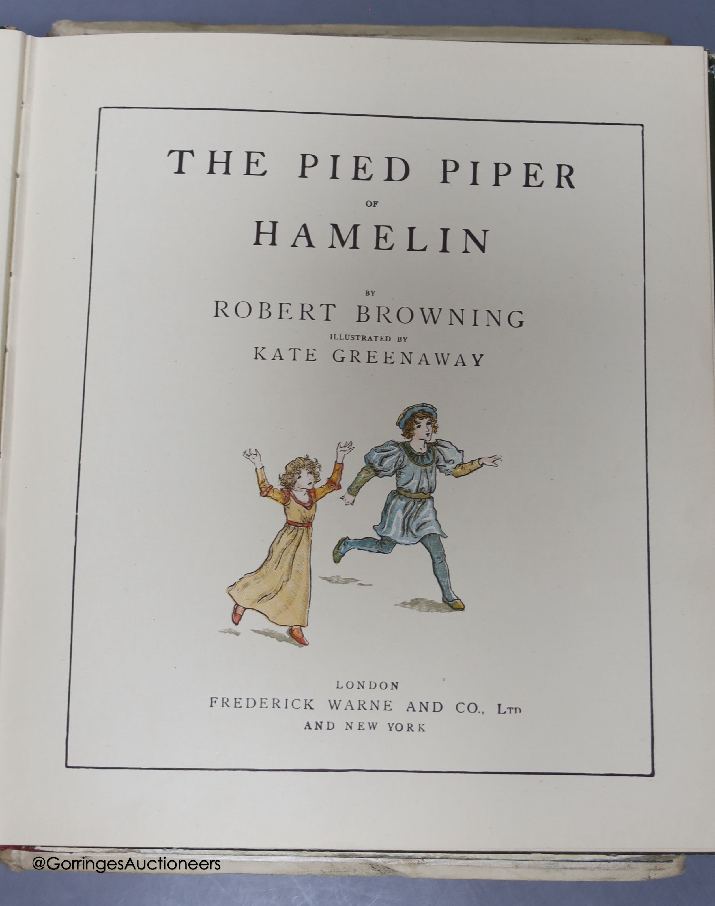 Struwwelpeter by Dr H Hoffmann and Kate Green, illustrated and Rosaline Masson, Edinburgh painted by John Fulleylove , together with The Pied Piper of Hamlet, Robert Browning, illustrated by Kate Greenaway (2)